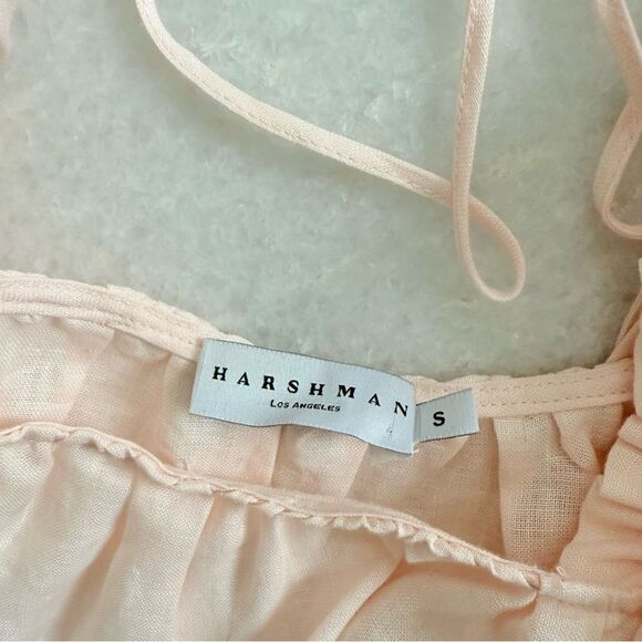 HARSHMAN Pink Puff Sleeve Linen Top | Size Small - Picture 4 of 5